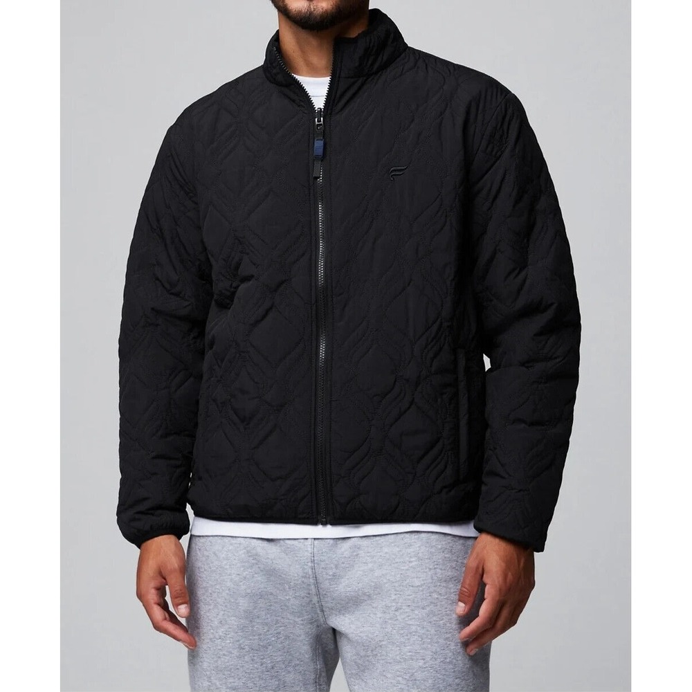 Fabletics The Switch Loft Jacket Men XL Reversible Quilted Full Zip Black Blue‎